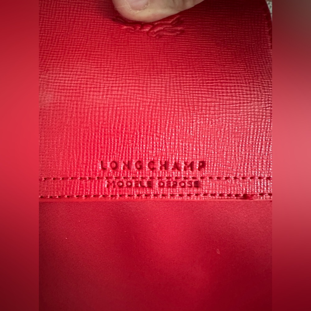 LONGCHAMP MODELE DEPOSE RED NYLON MEDIUM BAG WITH SHOULDER CROSSBODY STRAP - Picture 14 of 14
